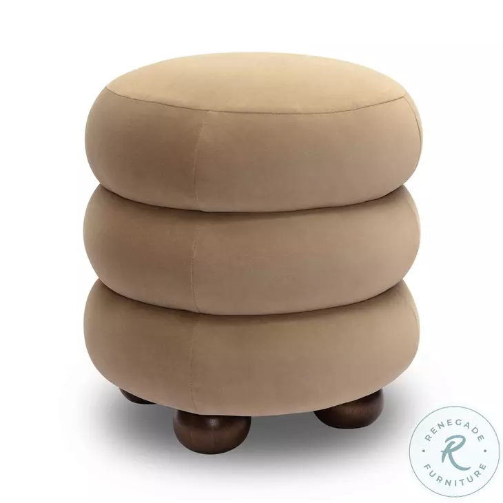 Stefanie Taupe Velvet Ottoman