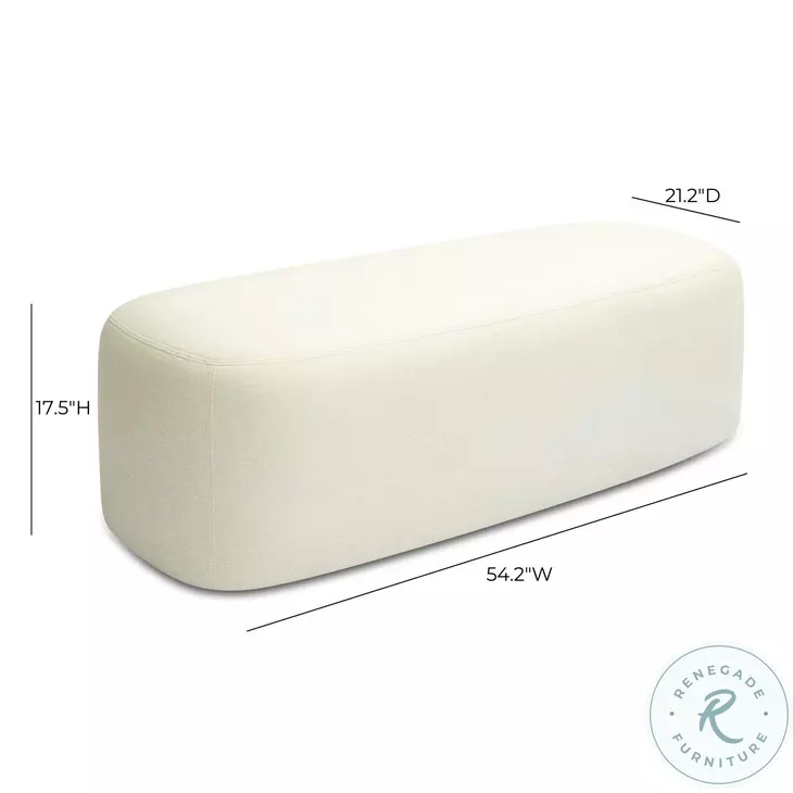 Graceland Cream Faux Mohair Bench