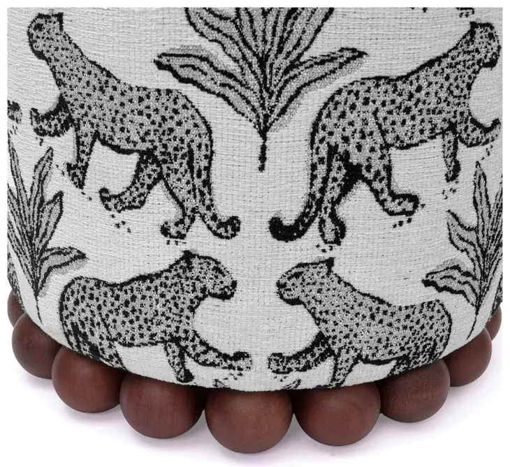Dex Cream Leopard Jacquard Ottoman