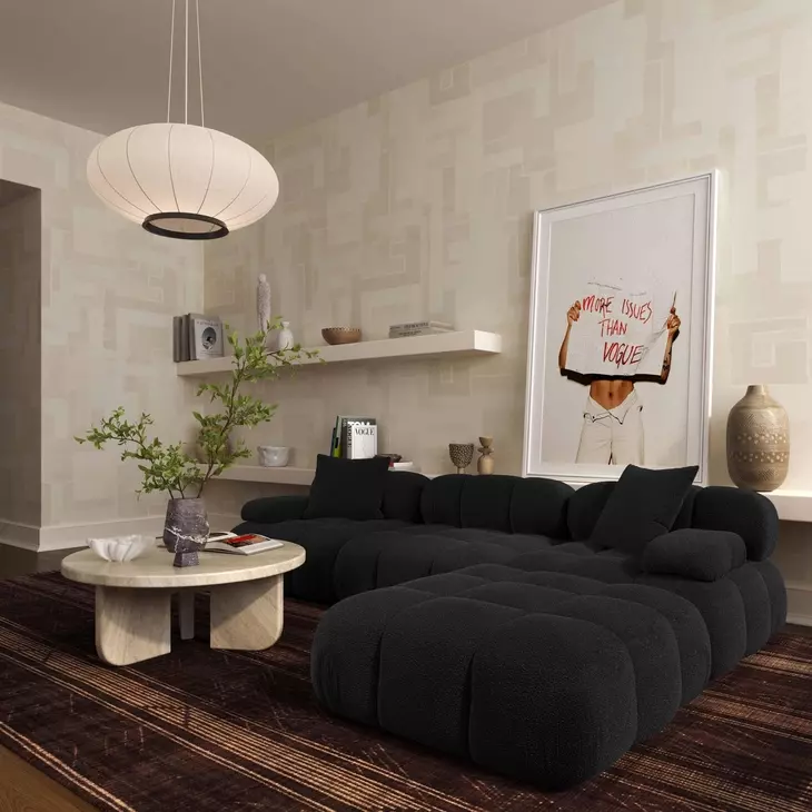 Calliope Black Square Modular Ottoman