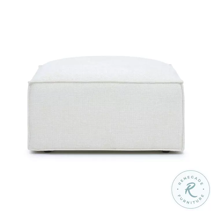 Mindy Cream Chenille Basketweave Square Ottoman