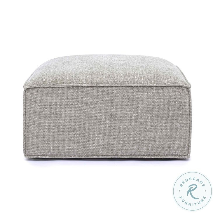 Mindy Taupe Chenille Basketweave Square Ottoman