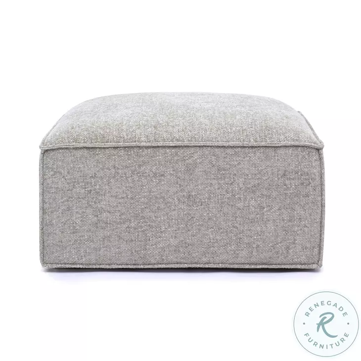 Mindy Taupe Chenille Basketweave Square Ottoman