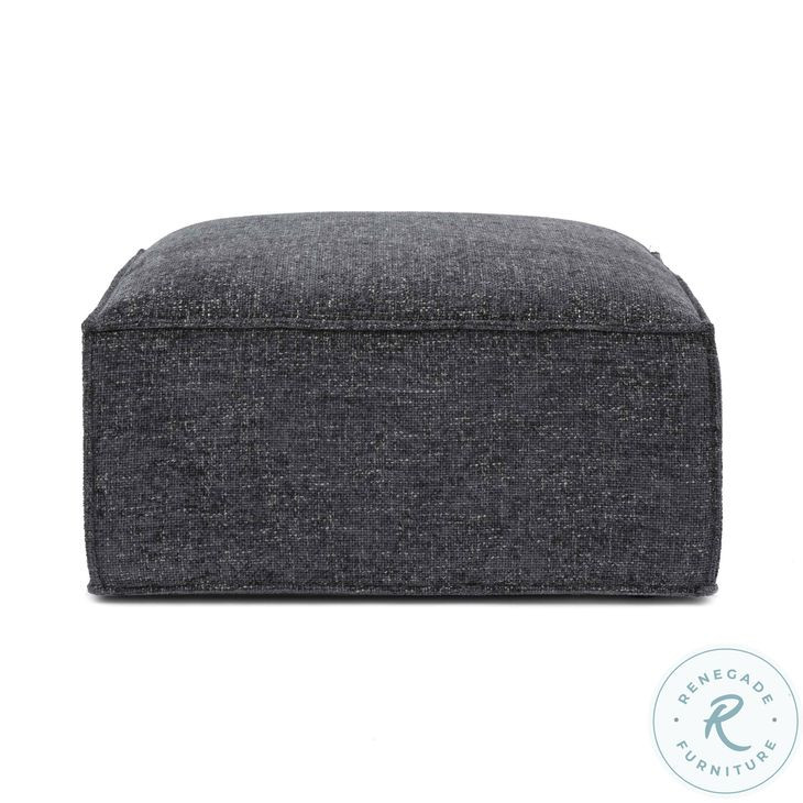 Mindy Charcoal Chenille Basketweave Square Ottoman
