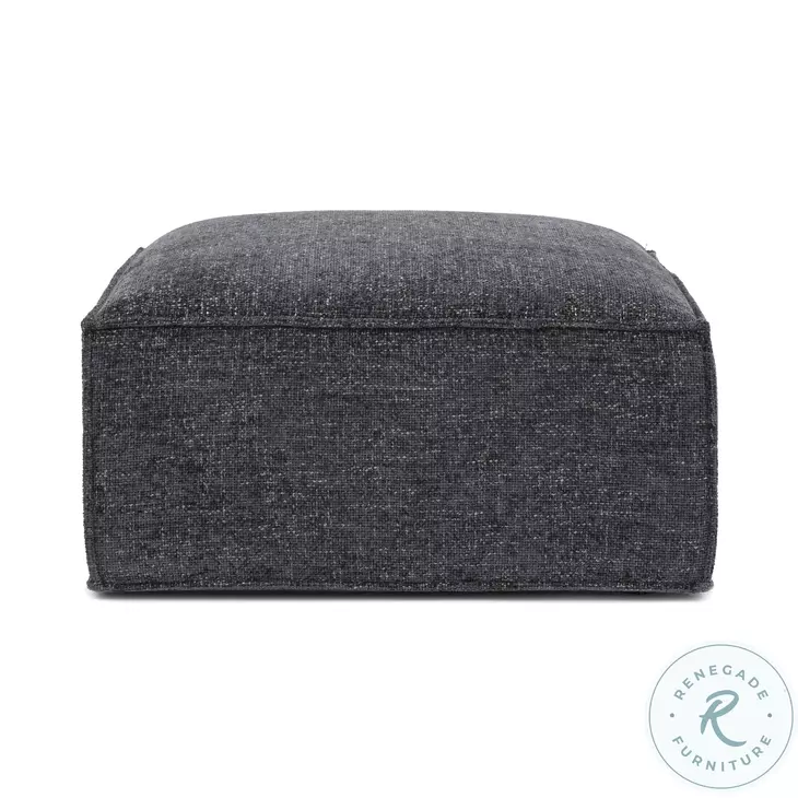 Mindy Charcoal Chenille Basketweave Square Ottoman