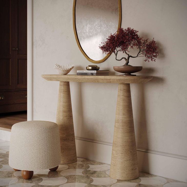 Sandra Travertine 47" Outdoor Console Table