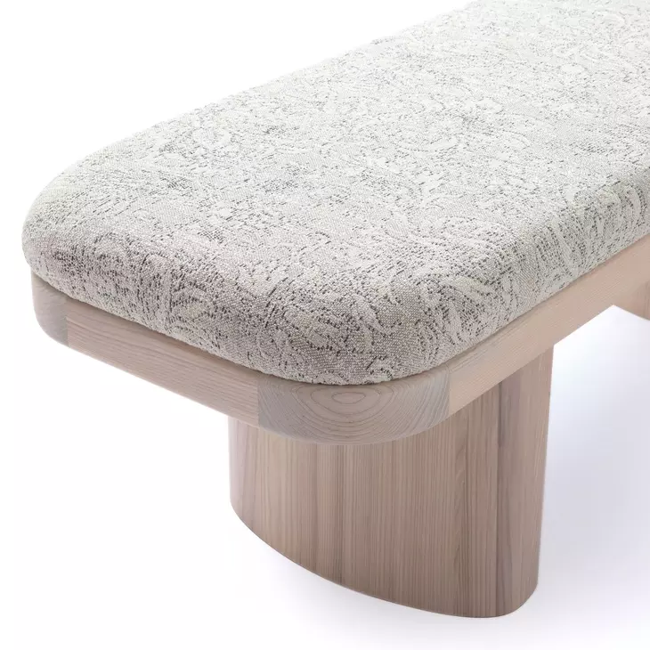 Ollie Neutral Floral Performance Fabric Upholstered 48" Accent Bench