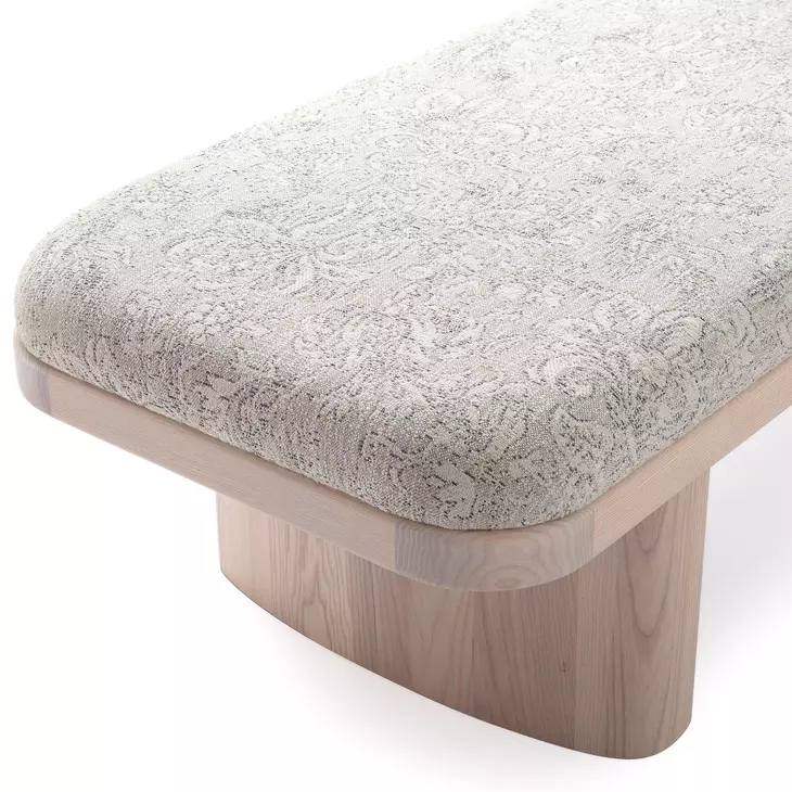 Ollie Neutral Floral Performance Fabric Upholstered 57" Accent Bench