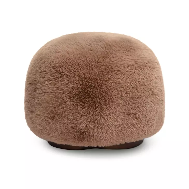 Oopa Taupe Performance Fabric Upholstered Swivel Round Ottoman