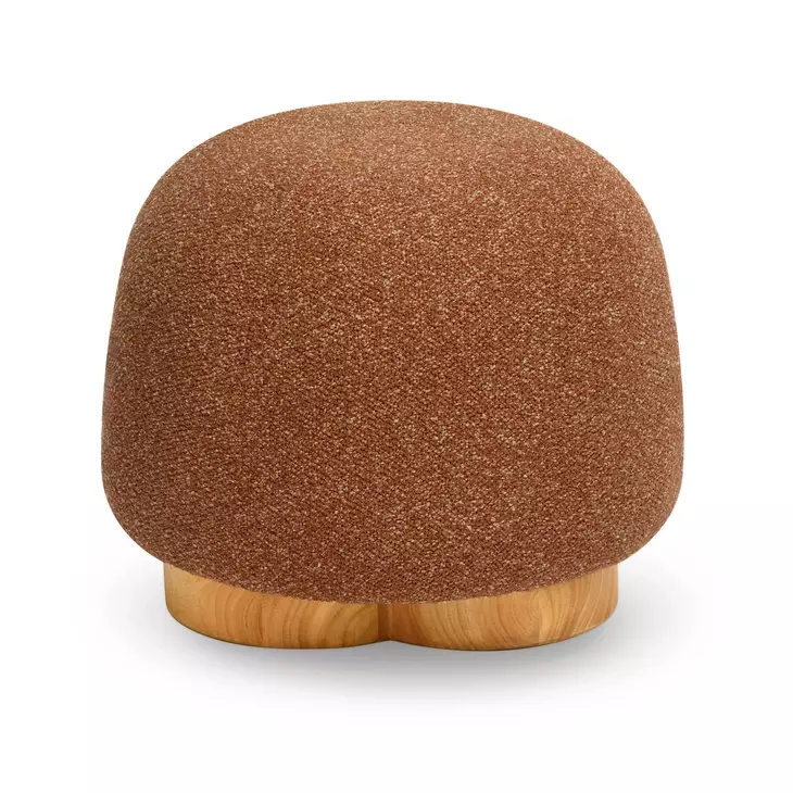Oopa Bronze Performance Boucle Upholstered Swivel Round Ottoman