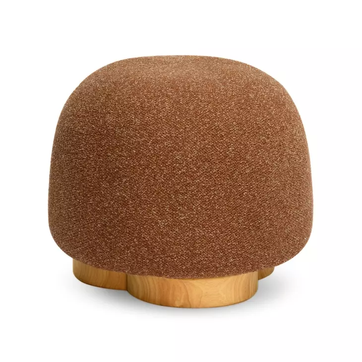 Oopa Bronze Performance Boucle Upholstered Swivel Round Ottoman