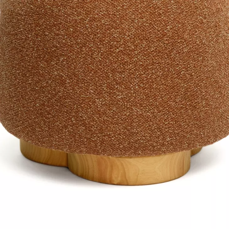 Oopa Bronze Performance Boucle Upholstered Swivel Round Ottoman