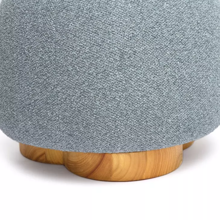 Oopa Blue Performance Boucle Upholstered Swivel Round Ottoman
