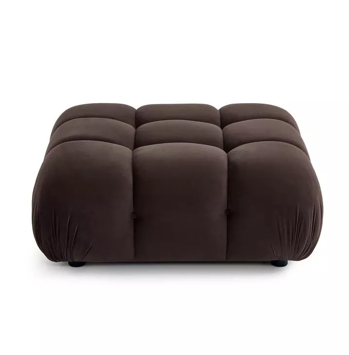Calliope Dark Brown Performance Velvet Upholstered Square Modular Ottoman