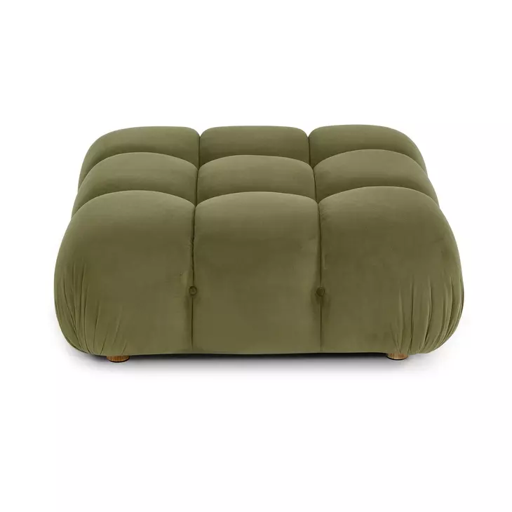 Calliope Olive Green Performance Velvet Upholstered Square Modular Ottoman