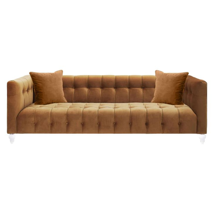 Bea Cognac Velvet 91" Sofa