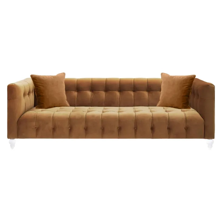 Bea Cognac Velvet 91" Sofa
