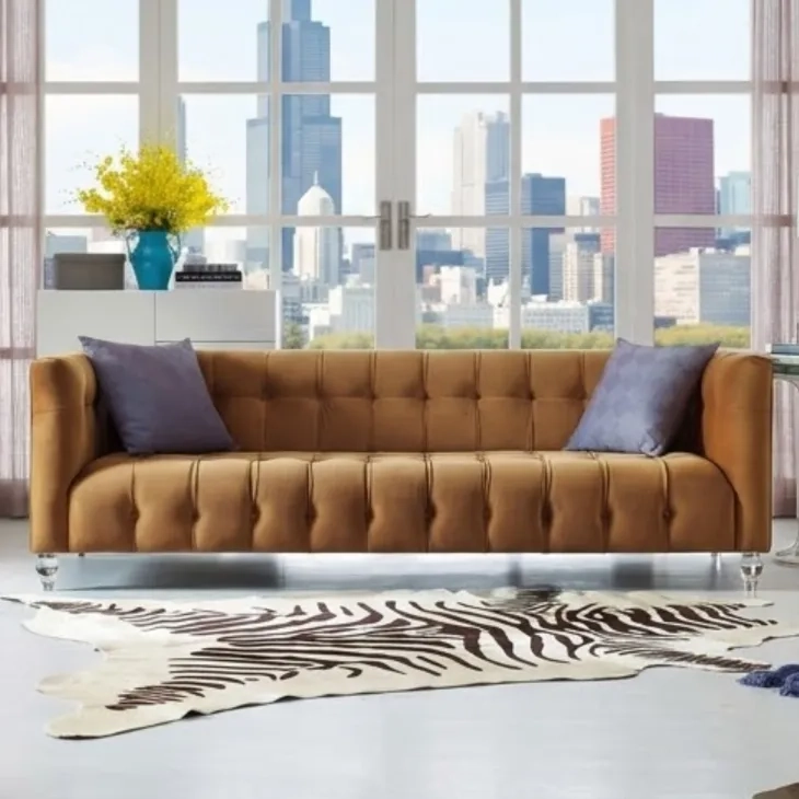 Bea Cognac Velvet 91" Sofa