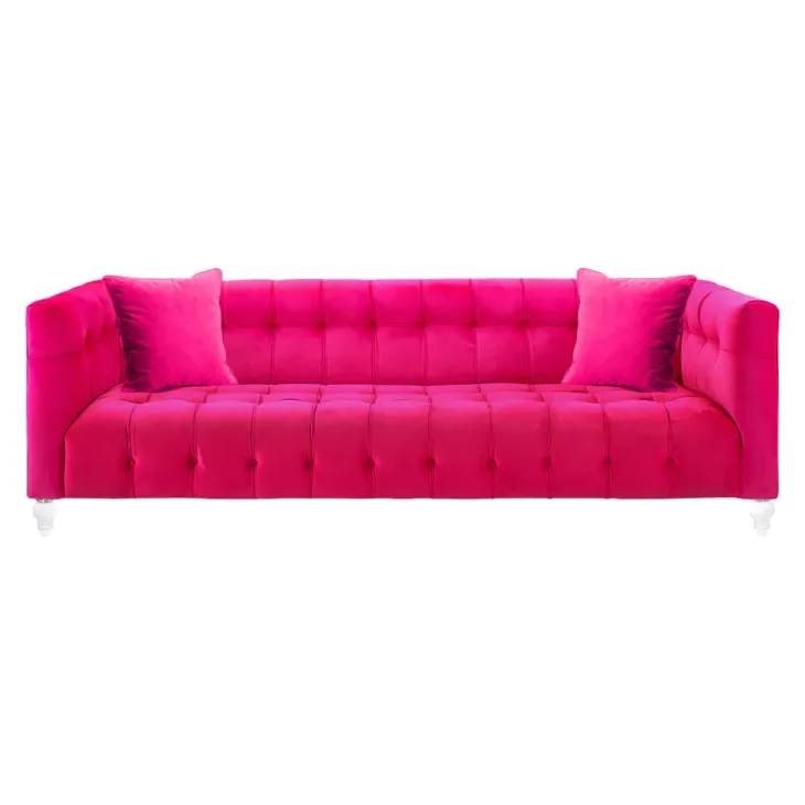 Bea Pink Velvet 91" Sofa