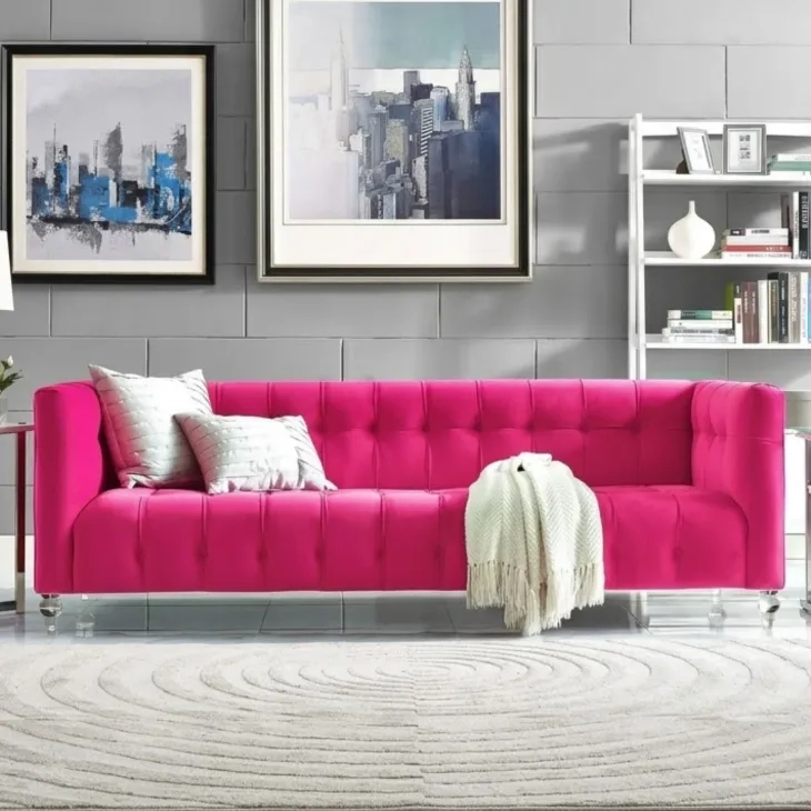 Bea Pink Velvet 91" Sofa