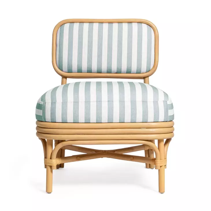 Dorine Mint Green and White Performance Fabric Upholstered Accent Chair