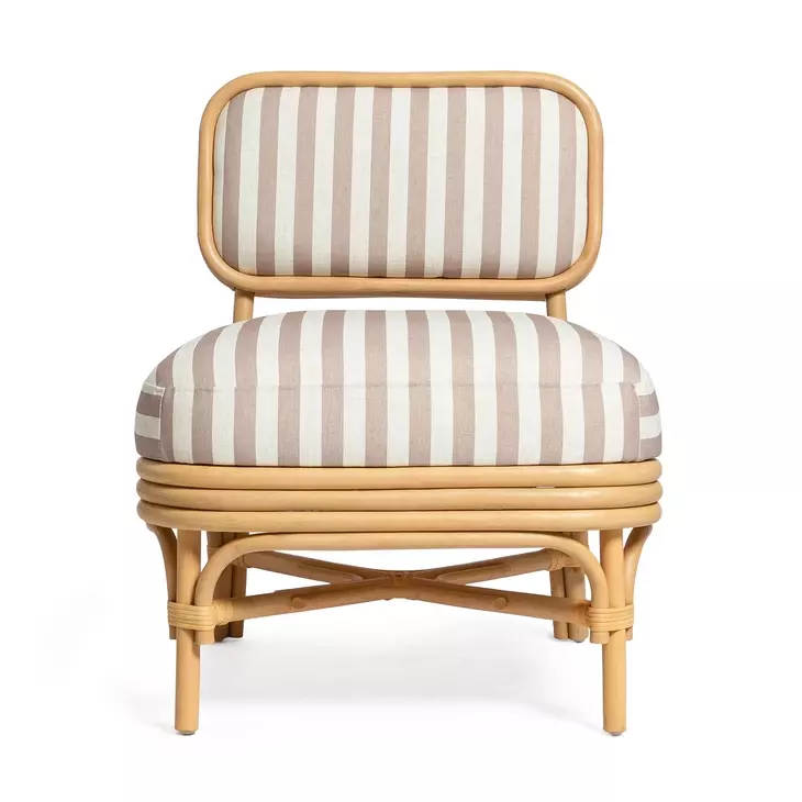 Dorine Khaki and White Performance Fabric Upholstered Accent Chair