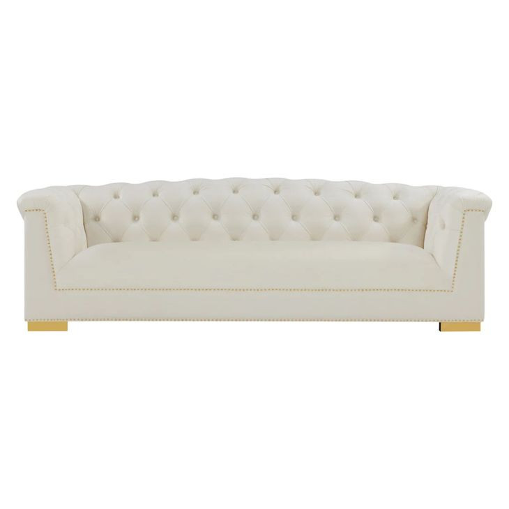 Farah Cream Velvet 92" Sofa by Inspire Me Home Decor