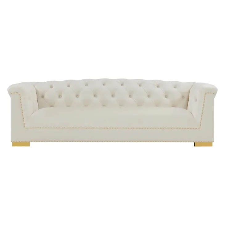 Farah Cream Velvet 92" Sofa by Inspire Me Home Decor