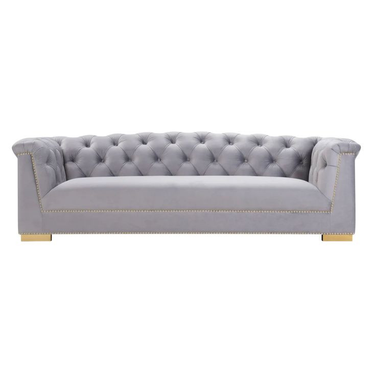 Farah Grey Velvet 92" Sofa by Inspire Me Home Decor