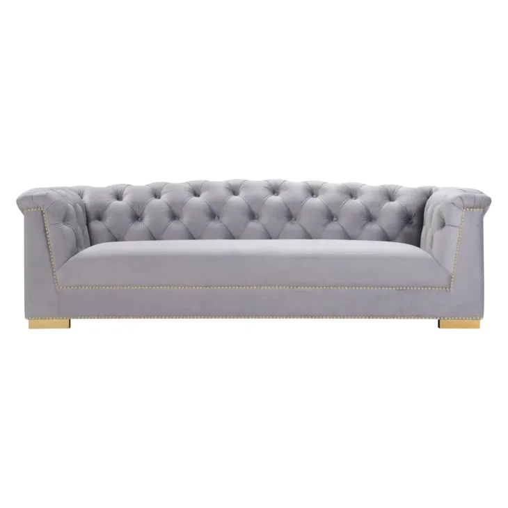 Farah Grey Velvet 92" Sofa by Inspire Me Home Decor