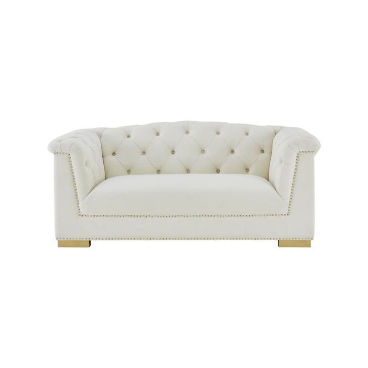 Farah Cream Velvet 69" Loveseat by Inspire Me Home Decor
