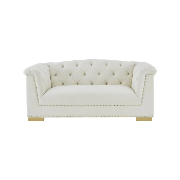 Farah Cream Velvet 69" Loveseat by Inspire Me Home Decor