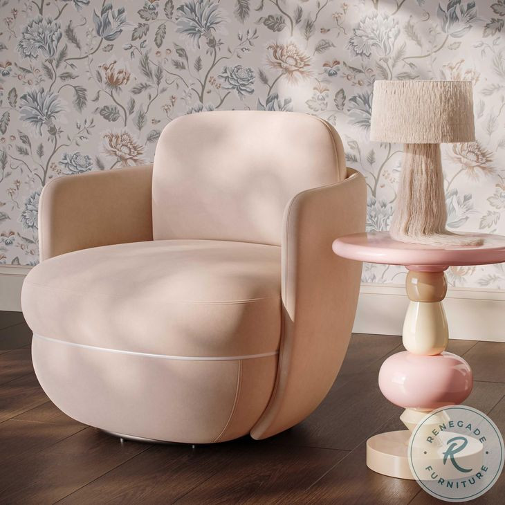 Wolfie Light Blush Velvet Swivel Chair