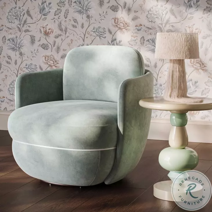 Wolfie Mint Green Velvet Swivel Chair