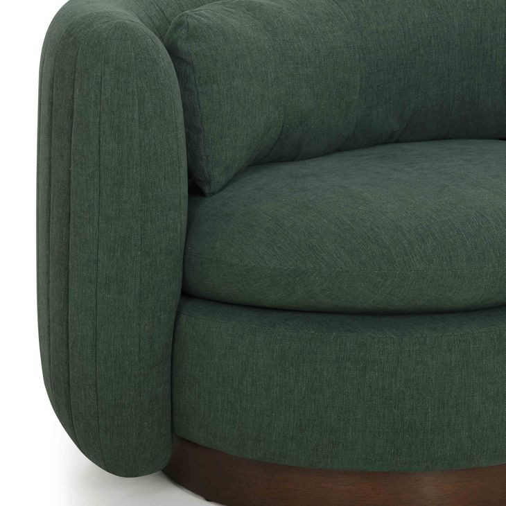 Nura Forest Green Upholstered Swivel Accent Chair with Pillow