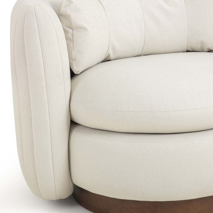 Nura Cream Performance Fabric Upholstered Swivel Accent Chair with Pillow