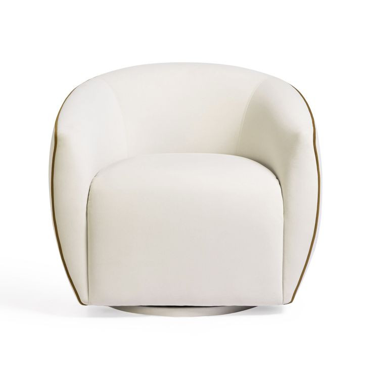 Jordan Cream and Chocolate Brown Performance Fabric Upholstered Swivel Accent Chair