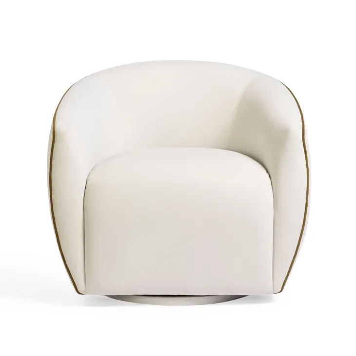 Jordan Cream and Chocolate Brown Performance Fabric Upholstered Swivel Accent Chair