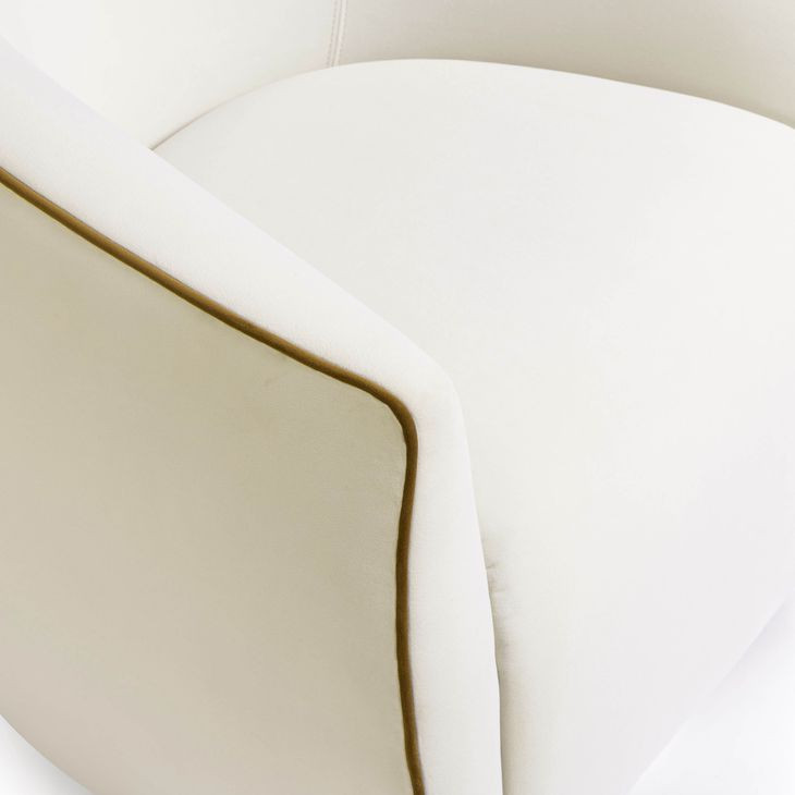 Jordan Cream and Chocolate Brown Performance Fabric Upholstered Swivel Accent Chair