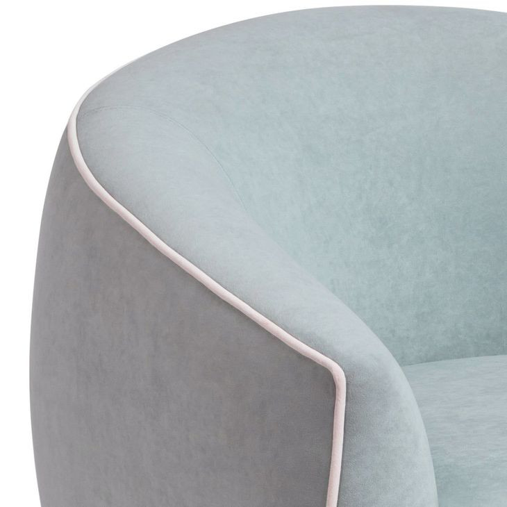 Jordan Baby Blue and Cream Performance Fabric Upholstered Swivel Accent Chair