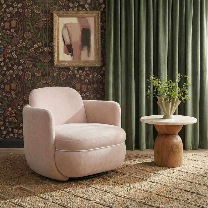 Wolfie Pink Performance Fabric Upholstered Swivel Accent Chair