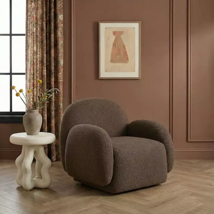 Marius Brown Performance Fabric Upholstered Accent Chair