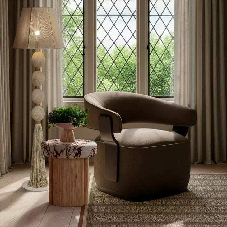Madison Mink Performance Fabric Upholstered Swivel Accent Chair