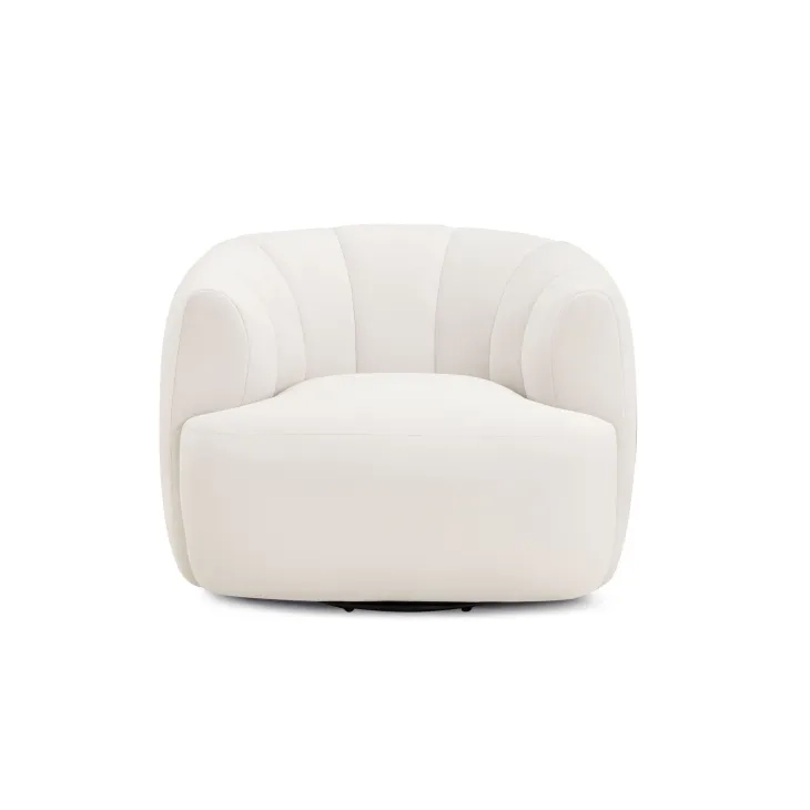Jasmine Cream Performance Fabric Upholstered Swivel Accent Chair