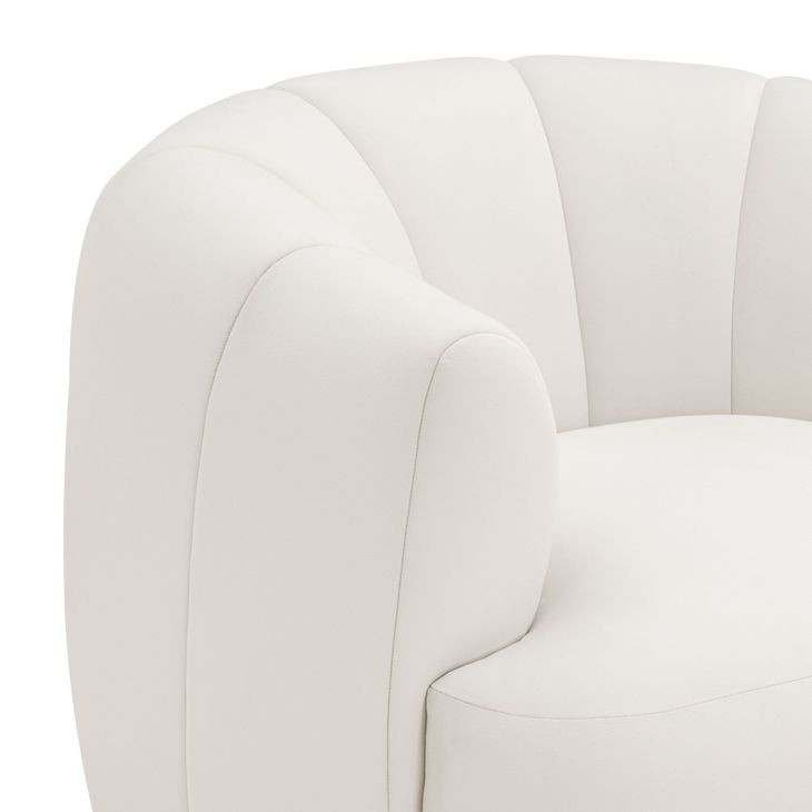 Jasmine Cream Performance Fabric Upholstered Swivel Accent Chair