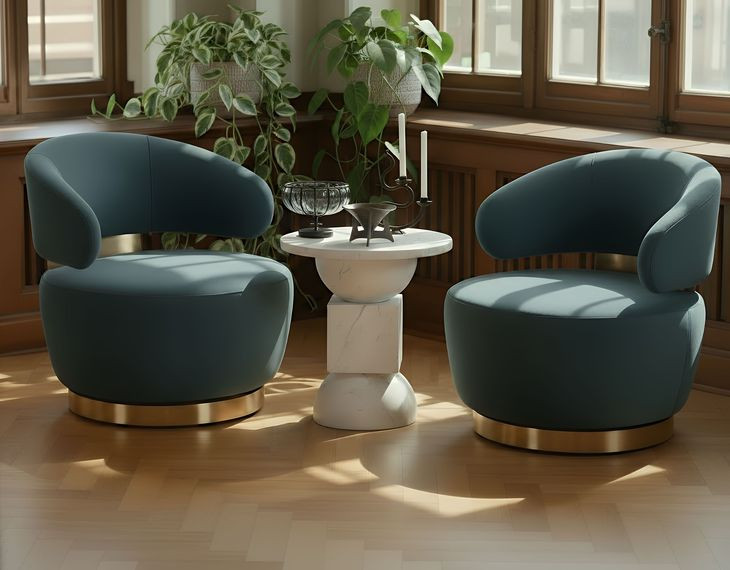 Austin Dark Teal Performance Velvet Swivel Accent Chair