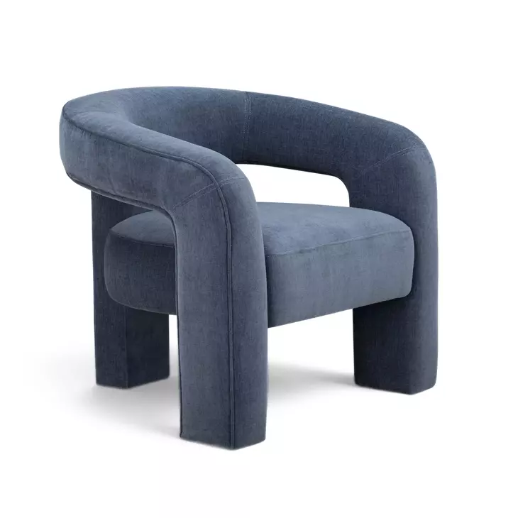 Malone Blue Denim Performance Chenille Upholstered Accent Chair