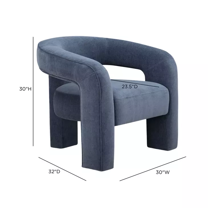 Malone Blue Denim Performance Chenille Upholstered Accent Chair