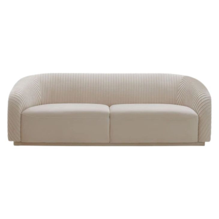 Yara Pleated Beige Velvet 91" Sofa by Inspire Me Home Decor