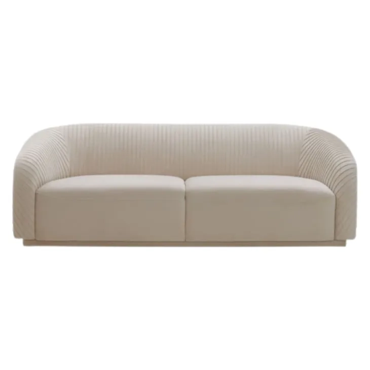 Yara Pleated Beige Velvet 91" Sofa by Inspire Me Home Decor
